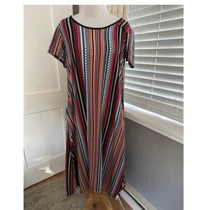 Cuddl Duds Multicolor Striped Midi Dress